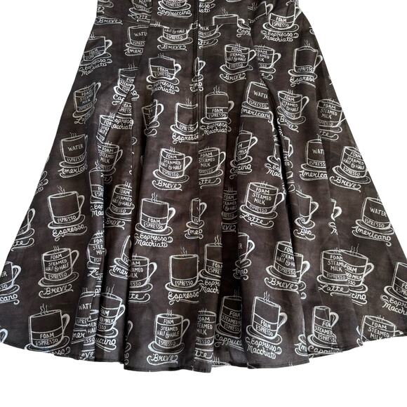 Bernie Dexter Coffee Espresso Fit & Flare Retro Rockabilly Cotton Dress Size XS - Picture 8 of 8